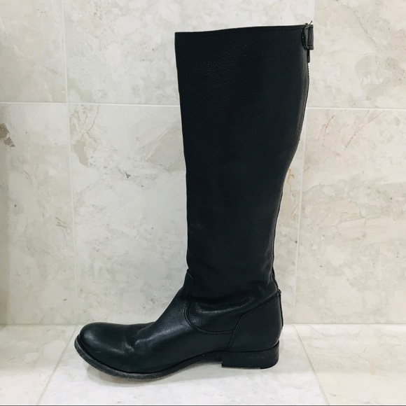 FRYE {6B} Boots Black Leather Knee-High Rear Zip - Picture 3 of 12